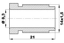 FU8.l - Штуцер Ø-8,2мм.(14х1,5нар) латунь