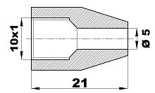 123-EA-H.l - Гайка/штуцер Ø-5мм.(10х1) латунь