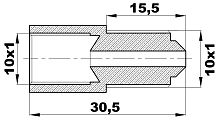 R-108-AX/EAXПереходник (М10х1вн/10х1нар) латунь