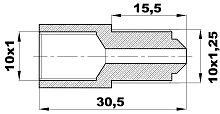 R-114-A/ЕLХ Переходник (М10х1вн/10х1,25нар) латунь