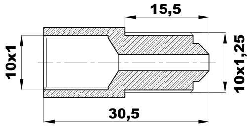 R-234-A/ЕLХ Переходник (М10х1вн/10х1,25нар) латунь