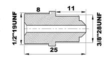 M-680-1/2-19-EF28x Соедин/Переход (1/2 19UNF-3/8"28UNFнар) латунь
