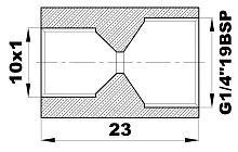 M-166-A-G1/4  Муфта/Переход(10х1/G1/4"19UNFвн.) латунь