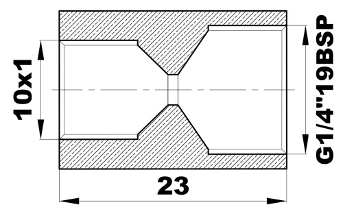 M-111-A/G1/4" Муфта/Переход(10х1вн/G1/4"19BSPвн.) латунь