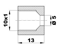 120-EA.l - Гайка/штуцер Ø-5мм.(М10х1) латунь