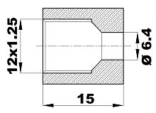 422-EN6.l - Гайка/штуцер Ø-6,4мм.(12х1,25) латунь