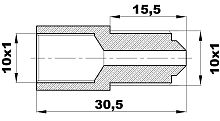 R-105-A/EAX Переходник (М10х1вн/10х1нар) латунь