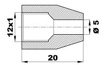 324-EB5-H.l - Гайка/штуцер Ø-5.0мм.(М12х1) латунь
