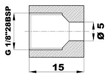 674-EG1/8.l - Гайка/штуцер Ø-5мм.(1/8"28BSPвн.) латунь