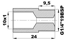 R-190-A/EG"1/4 Переходник (М10х1вн/G1/4"19BSPнар) латунь