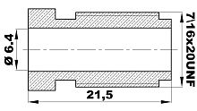 622-P20-6.l - Штуцер  Ø-6,4мм.(7/16"20UNF) латунь