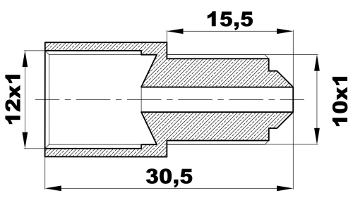 R-132-BX/EAX Переходник (12х1вн/10х1нар) латунь