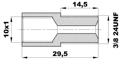 R-231-A/EF Переходник (М10х1вн/3/8"24UNFнар) латунь