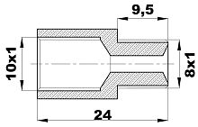 R-095-A/ET Переходник (М10х1вн/8х1нар) латунь