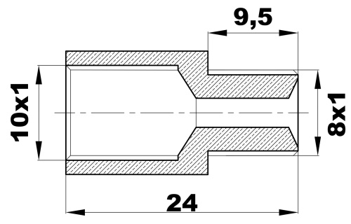R-999-A/8x1 Переходник (М10х1вн/8х1нар) латунь